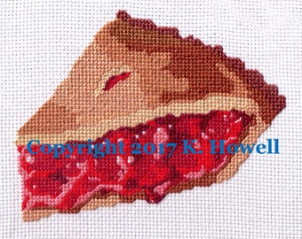 Cherry Pie Stitch Pattern, Home Cooked, Kitchen, Pie, Cherry, Chef, Dessert, Crust, Cute, Detailed, Baked, Fresh, Bakery, diagram, PDF