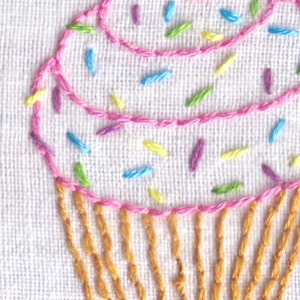 Sweets Combo Pack Hand Embroidery Pattern Combo Pack, Cherry Pie, Birthday Cake, Cupcake with Sprinkles, Cake, Pie, PDF image 1