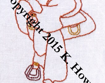 Saddle Hand Embroidery Pattern, Western, Horse, Cowboy, Cowgirl, Saddle, Equestrian, Rider, Pony, Trail, Ride, Wrangler, Drive, PDF