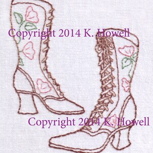 Boots Hand Embroidery Pattern, Victorian Boots, Shoes, Steampunk, Footwear, PDF