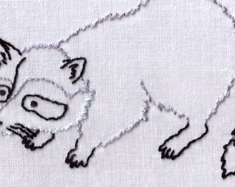 Raccoon Hand Embroidery Pattern, Trash Panda, Animal, Bandit, Wildlife, PDF