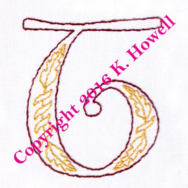 T Hand Embroidery Pattern, Medieval, Letter, Monogram, Font, Illuminated Manuscript, PDF