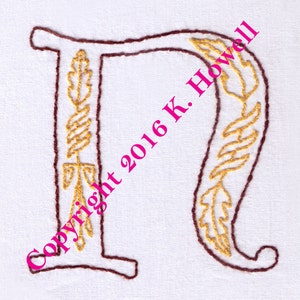 N Hand Embroidery Pattern, Medieval, Letter, Monogram, Font, Illuminated Manuscript, PDF