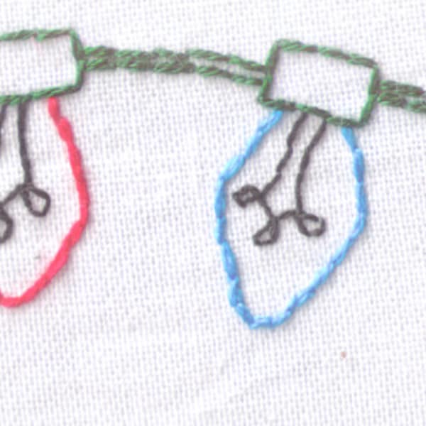 Lichter Hand Stickmuster, Festlich, Lichterketten, Urlaub, PDF, Weihnachten, Urlaub, Altmodisch