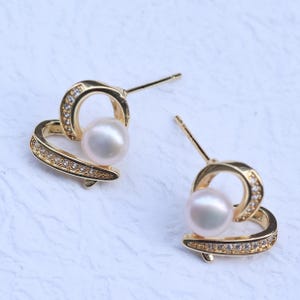 Pendientes de corazón de perla, joyas de perla, regalo de joyería rellena de oro, joyas románticas, pendientes de perla vintage, accesorios para ocasiones especiales para ella,