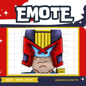 May include: A digital illustration of a character wearing a red and blue helmet with a yellow stripe and a blue visor. The character has a serious expression and is looking straight ahead. The background is a grid pattern.