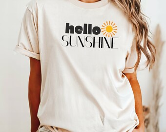Hello Sunshine Unisex Garment-Dyed T-shirt, Sunny T-shirt, Hello T-shirt, Summer Vibes, Summer Gifts, Summer T-shirt