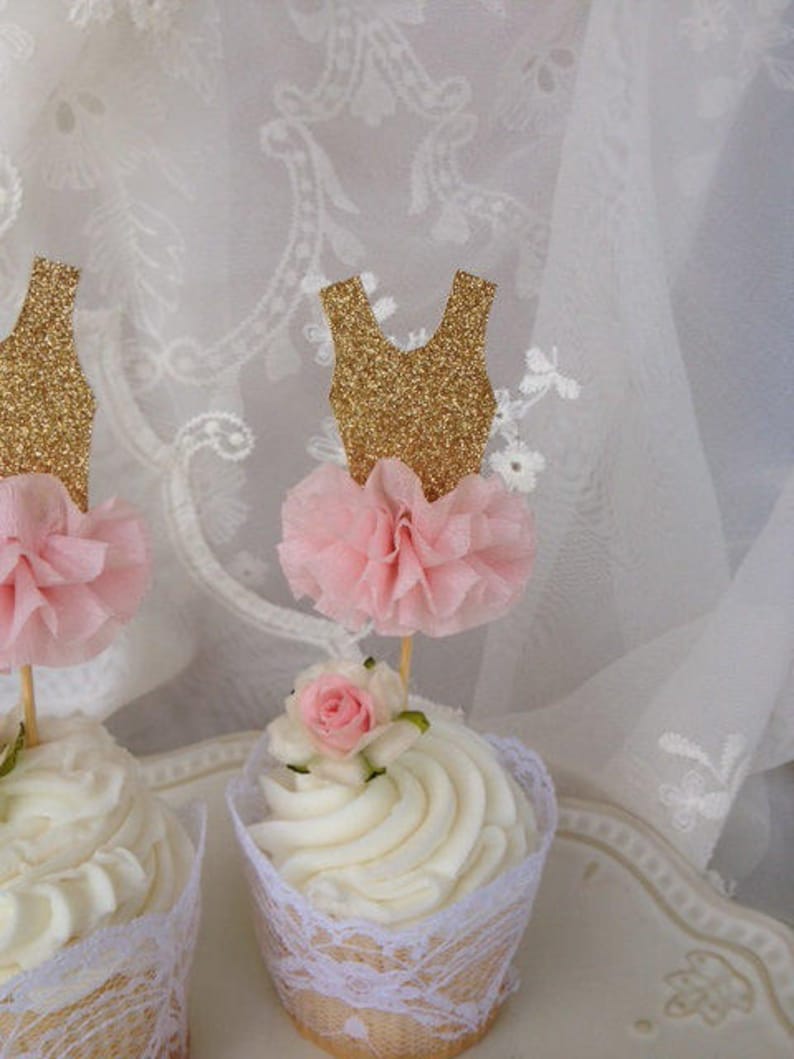 Birthday Decoration Gold Glitter Ballerina Tutu Cupcake Birthday Decoration Gold Glitter Ballerina Tutu Cupcake