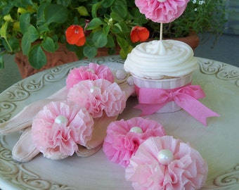 Birthday Decoration Ruffled Cupcake Toppers Set of Six for Birthday Party