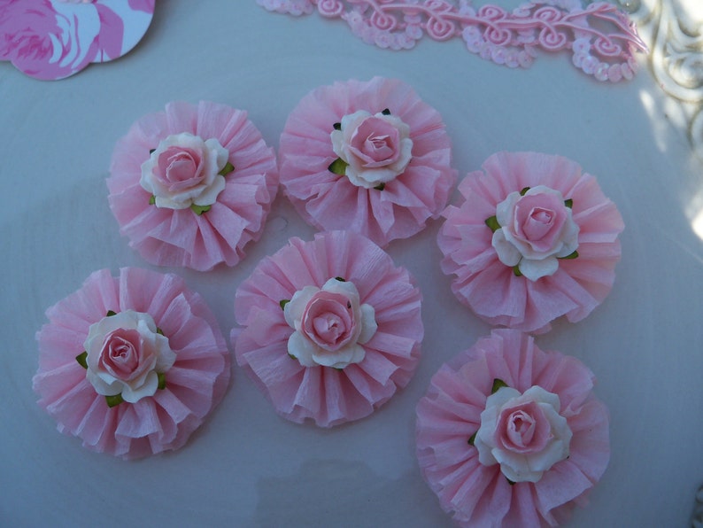 Birthday Decoration Pretty Rose and Ruffle Cupcake Toppers for Birthday Party and Valentine decoration image 1