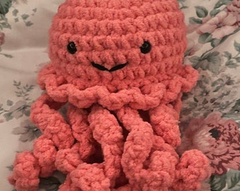 pink sparkly crochet jellyfish