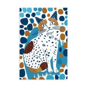 Cartão postal de gato bonito, cartão postal de desenho animado