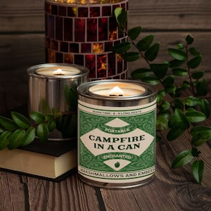 Crackling Campfire Candle Thematic Fantasy Dungeons and Dragons DnD Long Rest Woodwick Marshmallow Scented