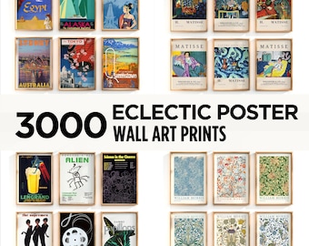 3000 Eclectic Poster Set Art Prints, Gallery Wall Set, Dorm Room Decor, Art Exhibition Posters, Vintage Art Printable, Eclectic Art Bundle
