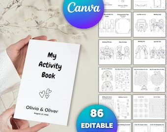 Livro de colorir personalizado para colorir casamento Kit de atividades para casamento Livreto de casamento Livro de atividades faça você mesmo Livreto editável para colorir casamento para crianças