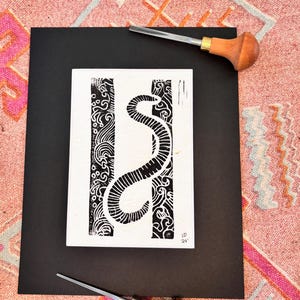 Worm Linocut Print