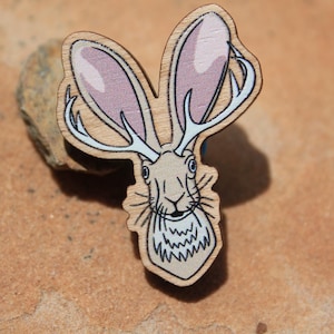 Mythical Jackalope Wooden Pin
