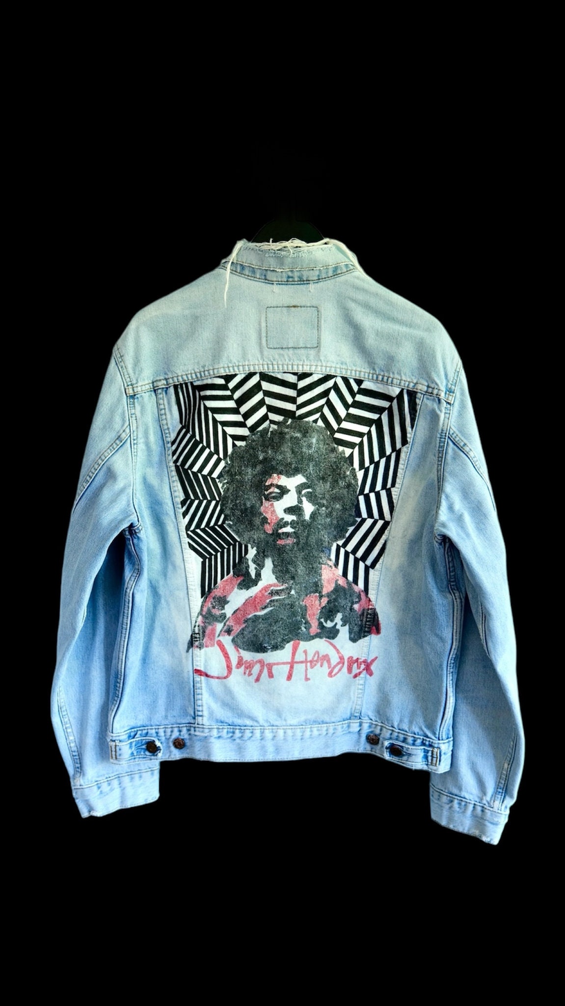 Jimi Hendrix Rock n Roll Hand painted Denim Jacket Men s Jackets Vintage Levi Jacket Etsy
