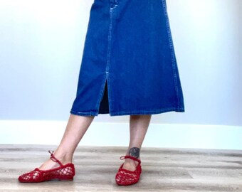 Vintage 70s Time and Place Denim A line Falda 29 cintura