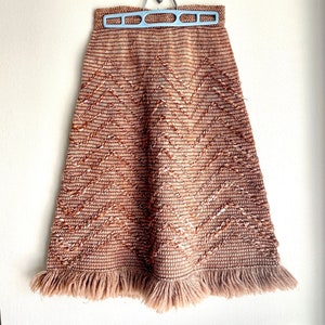 Vtg Chevron Knit Fringe Skirt 25 waist image 1