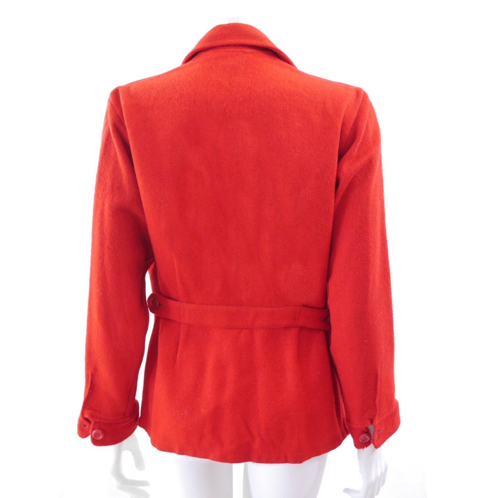 RARE 1930s LL Bean Field Jacket Red Wool Coat// Vintage Hunting