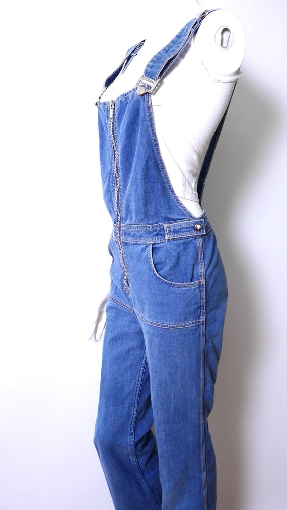 Zipper Overalls Vintage Bib Overalls Denim 1970s … - image 2