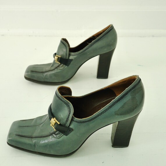 60s Slip On Oxford Heels 8 Steel Blue 8 - image 4