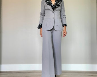 Vintage Jantzen Pantsuit gris pierna ancha pequeña