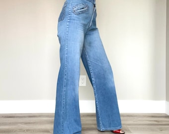 Vintage 60s 70s Wide Leg High Waist Jeans