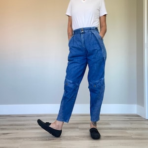 80s 90s Brittania Jeans Tapered Leg Snaps 2 Tone