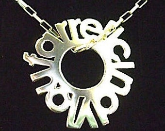 Custom Jewelry Name Necklace Circular lower case letters 10-15 characters