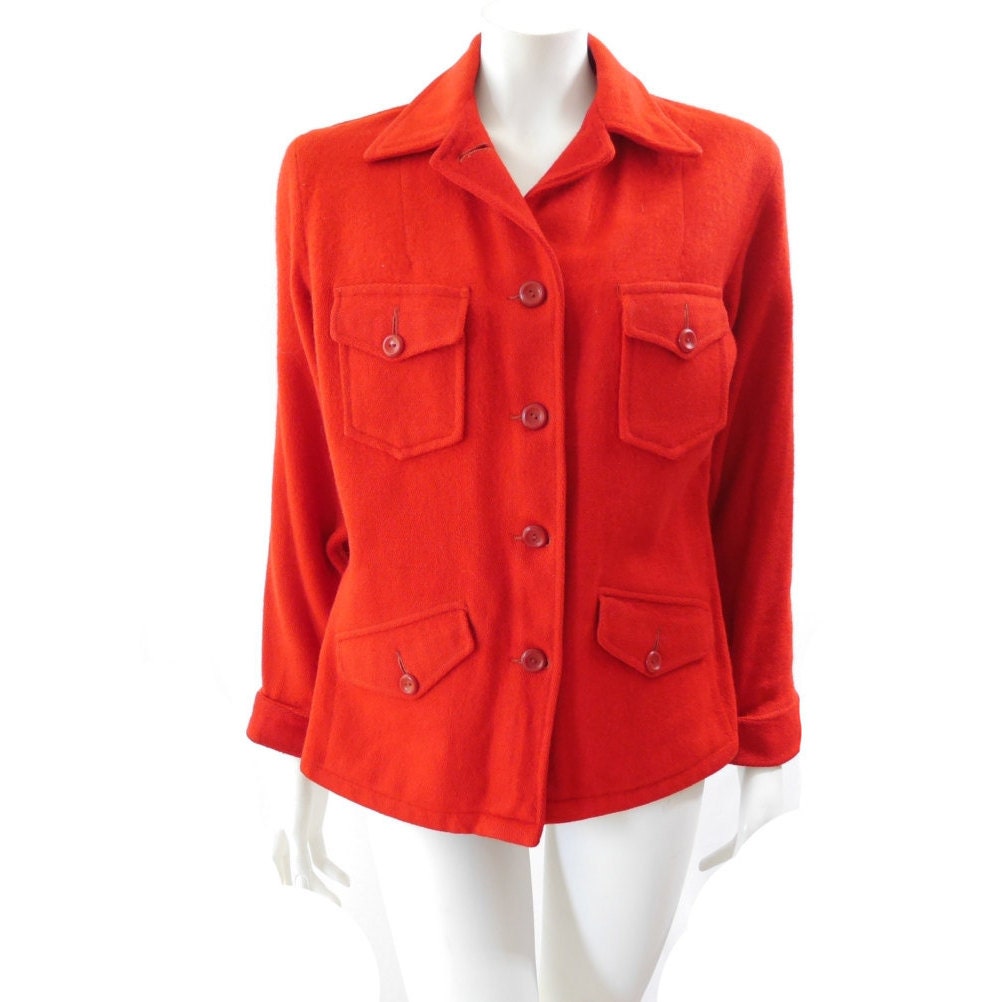 ようへい 30s L.L.Bean Wool hunting jacket RARE 1930s LL Bean Field Jacket Red Wool Coat// Vintage Hunting