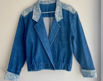 Denim Blazer Acid Wash Two Tone Jean Jacket s/m