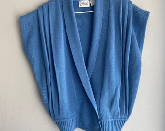 90s Sweater Vest Cardigan Sky Blue M