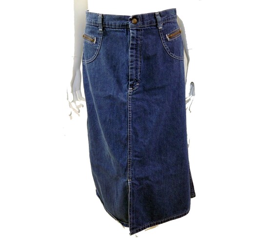 knee length a line denim skirt