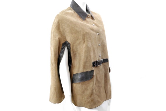Vintage Suede Leather Brown Cape Coat// Suede Cape