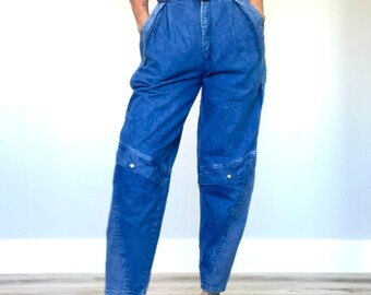 80s 90s Brittania Jeans Tapered Leg Snaps 2 Tone