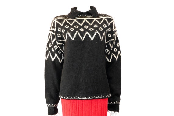 Vintage Black Thick Knit Sweater// 1980s Pullover