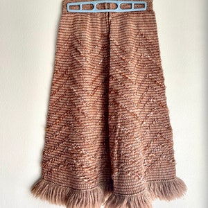 Vtg Chevron Knit Fringe Skirt 25 waist image 5