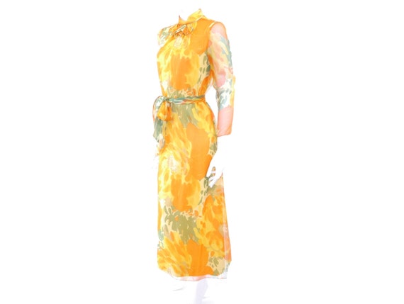 Vintage Artin Dress// Chiffon Floral Maxi Dress //