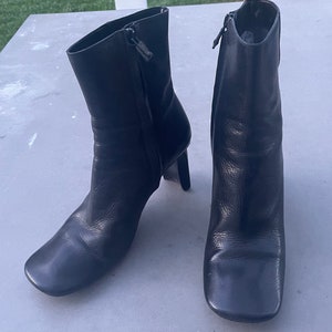 Vtg Costume National Boots 6.5 Square Toe Ankle Booties