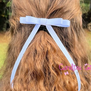 skinny white hair bow ~ elegant hair bow ~ adult hair clips ~ adult hair bow ~ long tail hair bow ~ gift for her