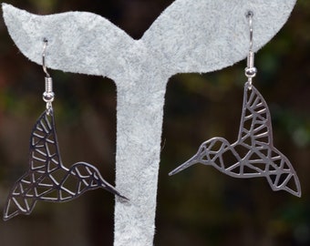 silver hummingbird earrings, nickel free earrings, summer jewelry for women, trendy earrings for teens
