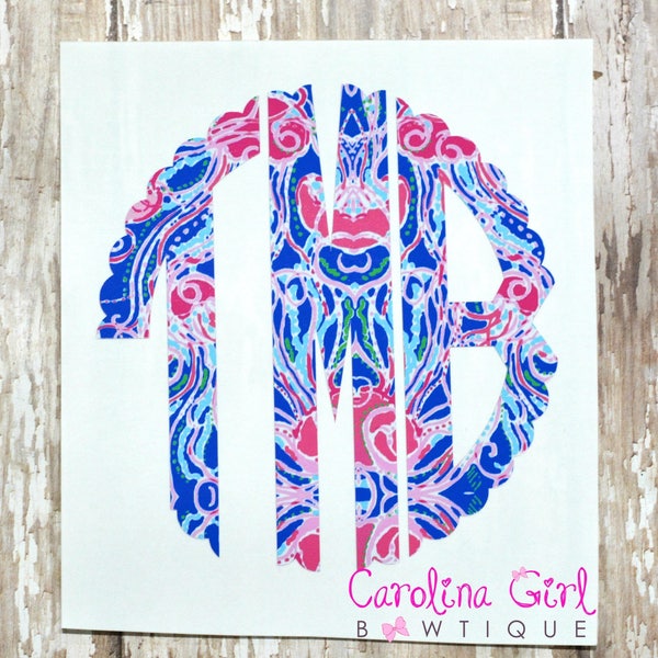 Scallop Monogram Decal ~ Yeti Decal ~ Lilly Car Decal ~ Lilly Decal ~ Lilly Sticker