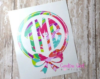 Monogram Decal, All Tied Up with a Bow  Monogram, Monogrammed Car Stickers, Yeti Cup Monogram