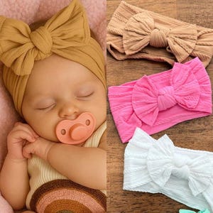 Baby Girl Headband, Ribbed Newborn Headbands, Big Bow Headband, Baby Bows , Baby Turban Headband, Toddler Headband, Baby Headwrap, Baby Gift