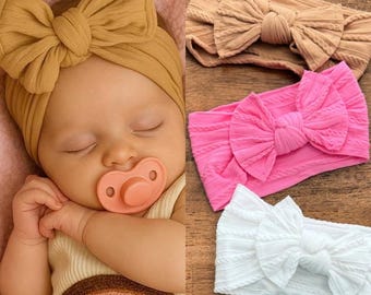 Baby Girl Headband, Ribbed Newborn Headbands, Big Bow Headband, Baby Bows , Baby Turban Headband, Toddler Headband, Baby Headwrap, Baby Gift