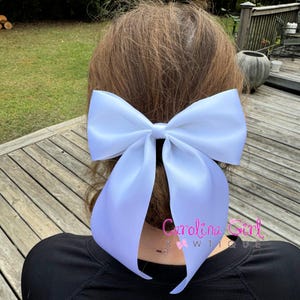 White Satin Bow -  5 inch Girls Satin Bow - Satin Flower Girl Bow - White Wedding Hair Bow - Easter Hair Bow