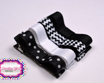 Black & White Hair Clips Basic Tuxedo Clips Alligator Non Slip Barrettes for Babies Toddler Girl Teens Set of 4