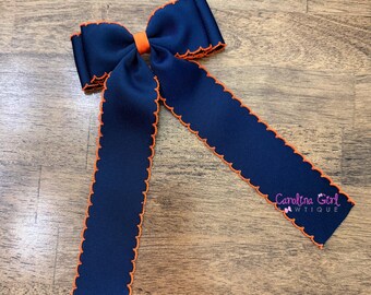 Auburn Tigers Hair Bow: Elegant Grosgrain Ribbon Long Tail Bow